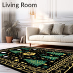 Whimsical Black Green Tree Ghost Rug