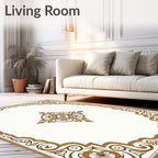 Ornate Golden Scrollwork Accent Rug