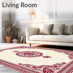 Crimson Cream Mandala Corner Flourish Rug