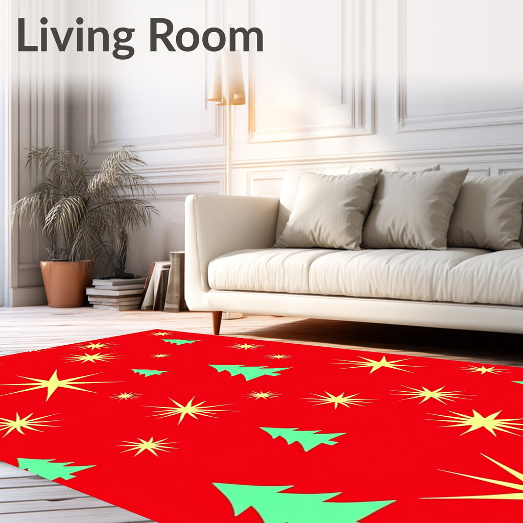 Radiant Red Evergreen Starfield Rug