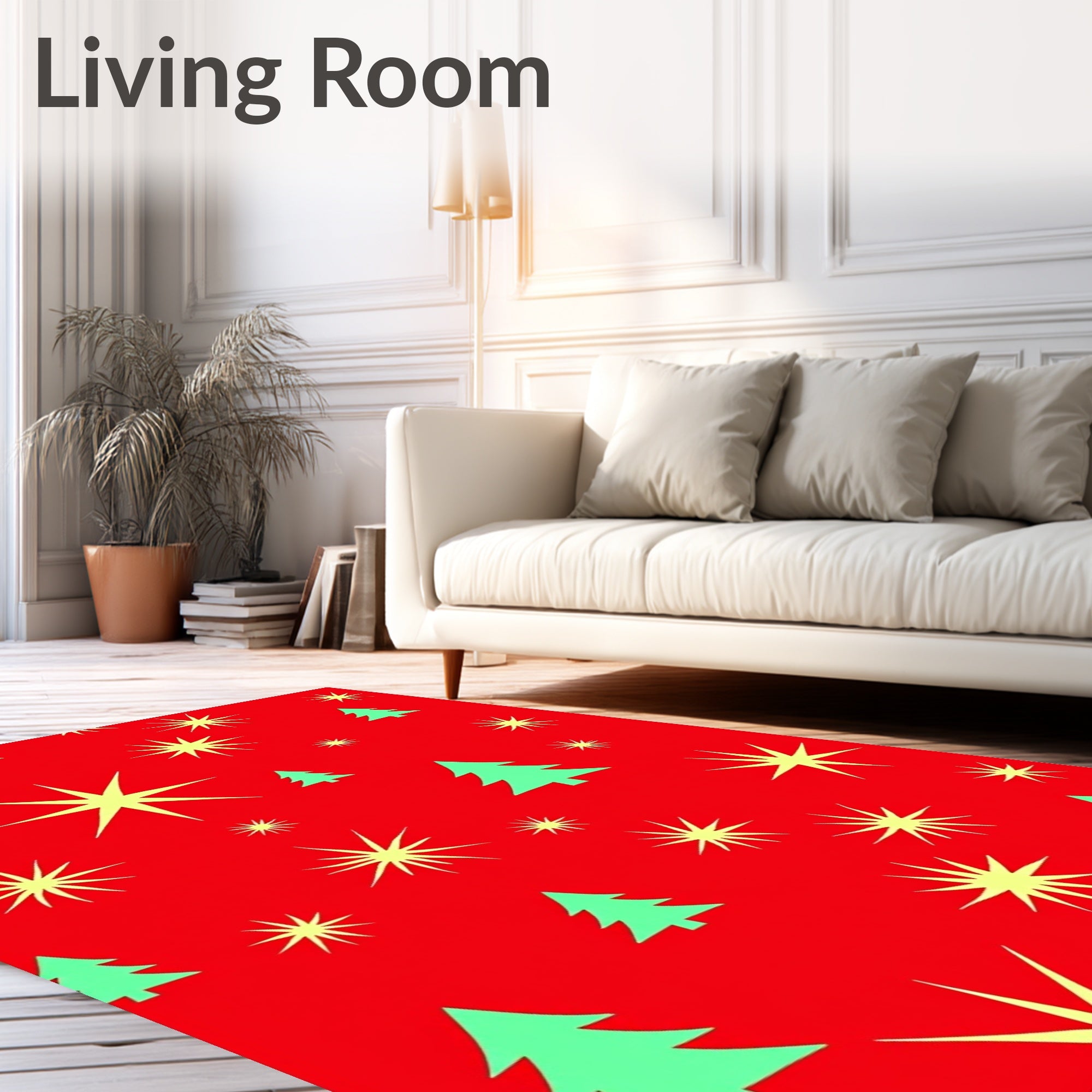Radiant Red Evergreen Starfield Rug