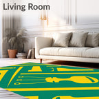 Golden Yellow Tools Grid Rug