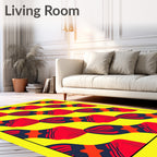 Bold Red Yellow Abstract Link Rug