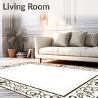 Ornate Brown Antique Scroll Border Rug