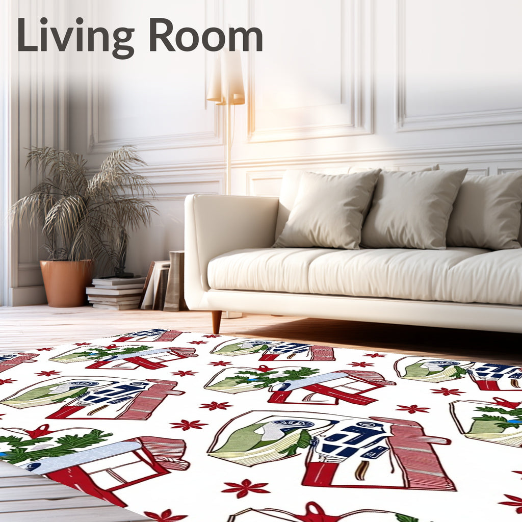 Red White Green Holiday Gift Stack Rug