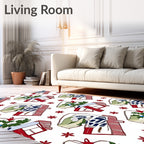 Red White Green Holiday Gift Stack Rug