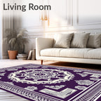 Deep Purple Medallion Floral Border Rug