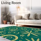 Golden Fern Swirl Star Medallion Rug
