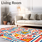 Bold Folk Art Floral Welcome Rug