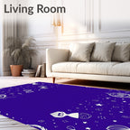 Whimsical White Starry Hourglass Border Rug