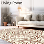 Sepia Swirl Floral Vine Abstraction Rug