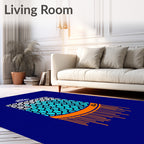 Abstract Chain Link Orange Drip Rug