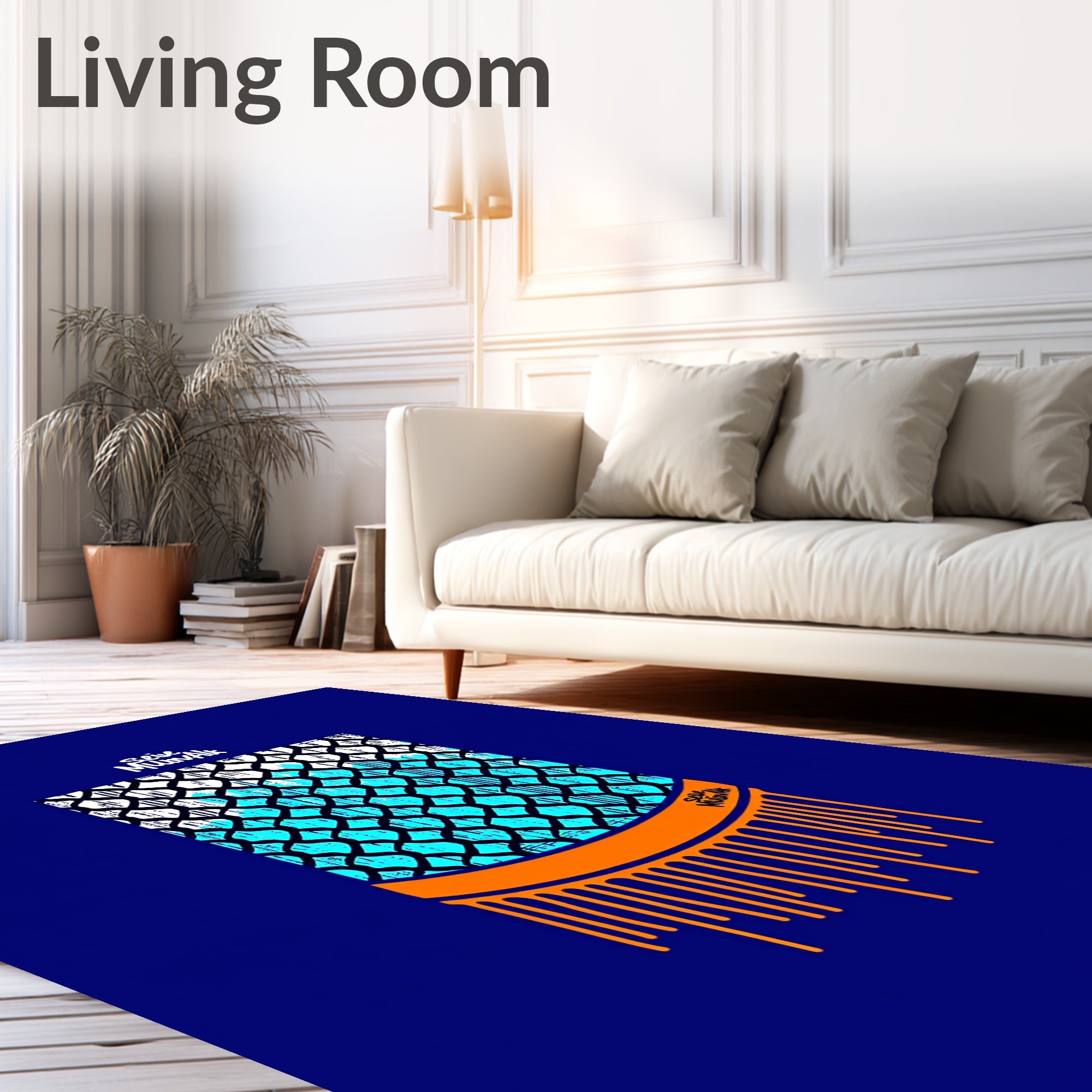 Abstract Chain Link Orange Drip Rug