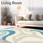 Serene Blue Swirl Agate Lines Rug