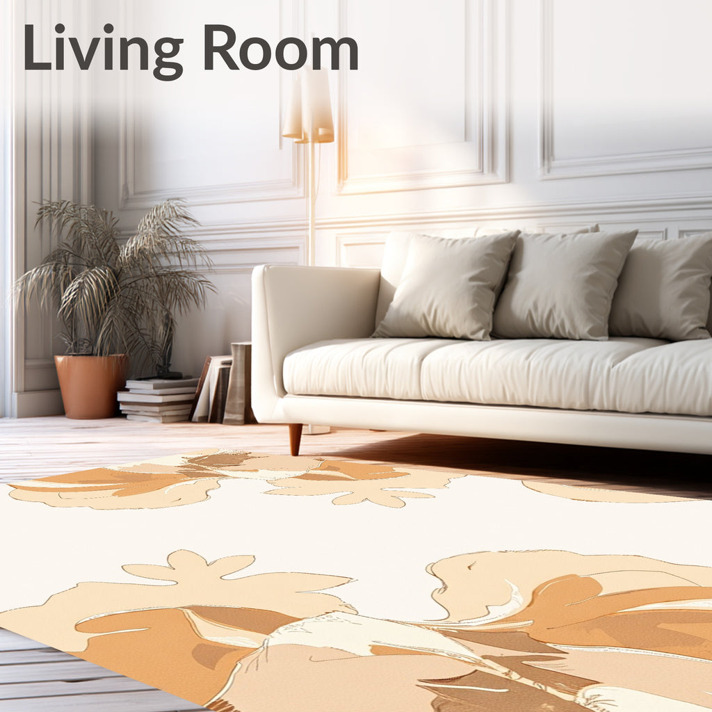 Golden Beige Floral Soft Bloom Rug
