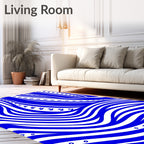 Bold Electric Blue Organic Waves Rug