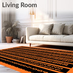 Orange Black Number Column Graphic Rug
