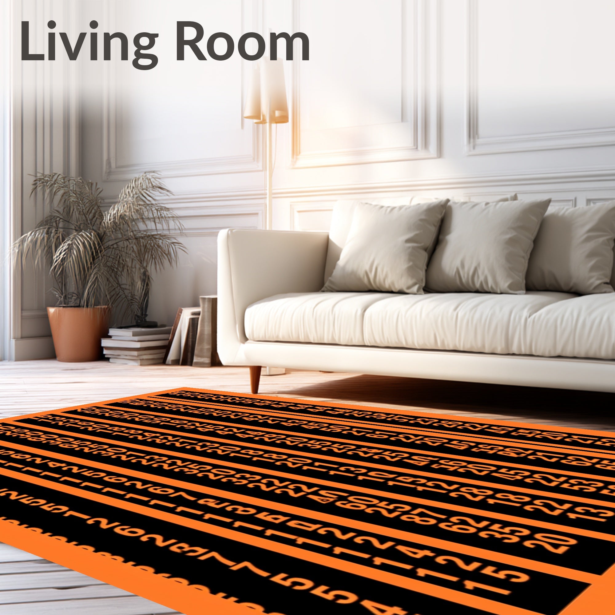 Orange Black Number Column Graphic Rug