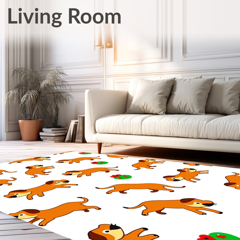 Playful Brown Dogs Whimsical Garden Rug
