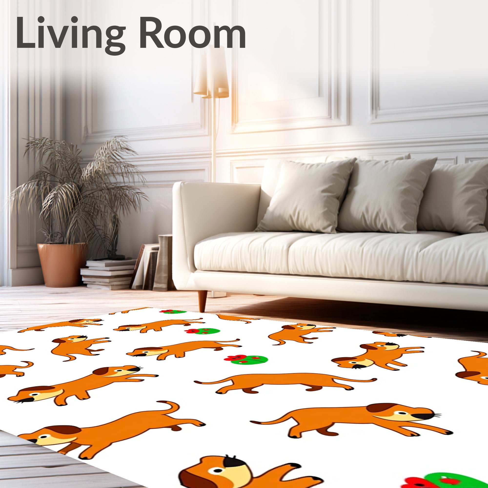 Playful Brown Dogs Whimsical Garden Rug