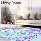 Pastel Rainbow Unicorn Stars Whimsical Rug