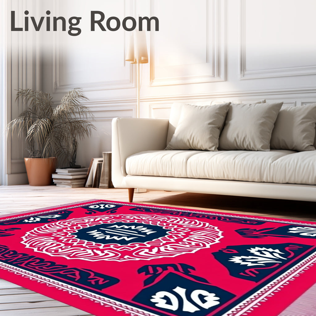 Crimson White Navy Central Medallion Rug