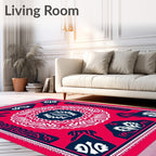 Crimson White Navy Central Medallion Rug