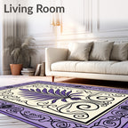 Lavender Fern Scroll Border Rug