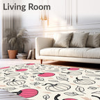 Bold Pink Pumpkin Leafy Fall Motif Rug