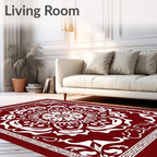 Bold Crimson Floral Medallion Rug
