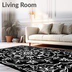 Black and White Floral Medallion Rug