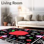 Red Apple Snowflake Floral Border Rug