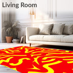 Bold Red Yellow Organic Swirl Rug