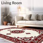 Crimson Rose Mandala Border Rug