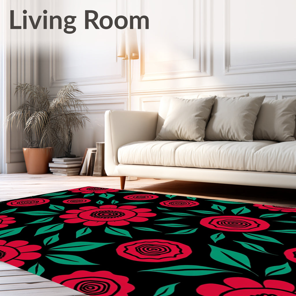 Bold Scarlet Floral Garden Rug