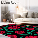 Bold Scarlet Floral Garden Rug