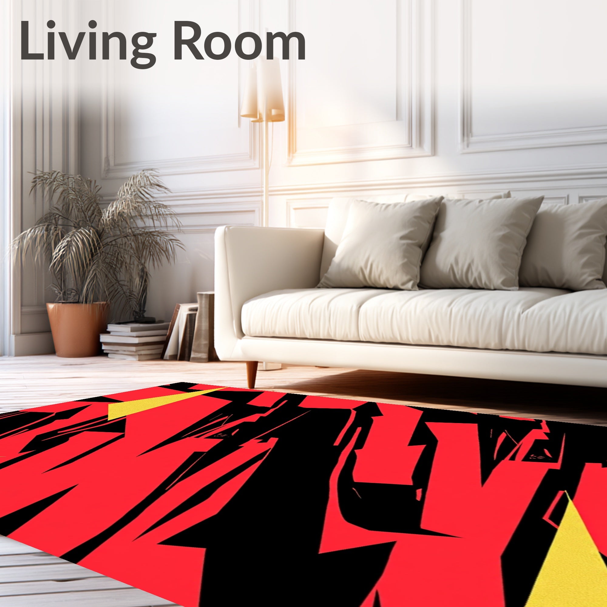 Bold Red Yellow Abstract Streaks Rug