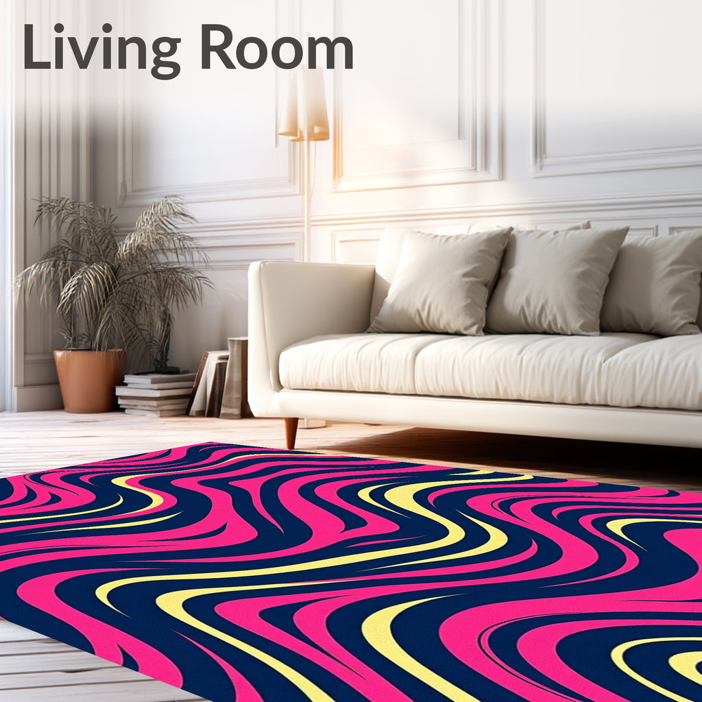 Vibrant Magenta Swirl Wave Rug