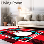 Red Buffalo Check Snowman Holly Border Rug