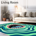 Green Blue Trippy Shark Swirl Rug