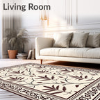 Vintager Leaf Scroll Filigree Border Rug