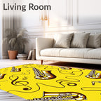 Golden Saxophones With Musical Notes Rug