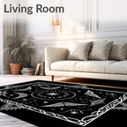 Ornate White Starburst Winged Mandala Rug
