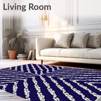Deep Blue White Chevron Laurel Rug