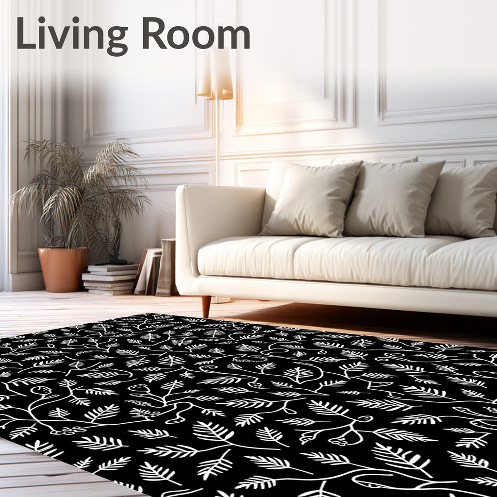Botanical White Vine Scroll Rug