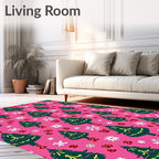 Festive Pink Christmas Tree Snowflakes Rug