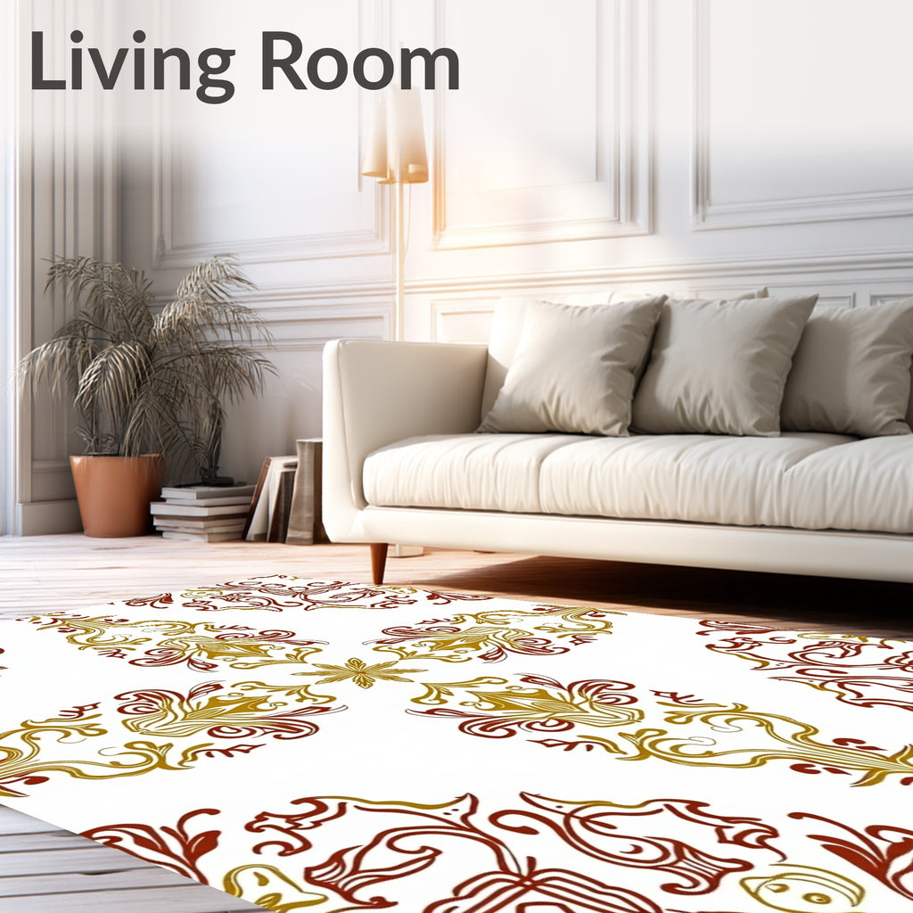 Gilded Maroon Baroque Floral Rug