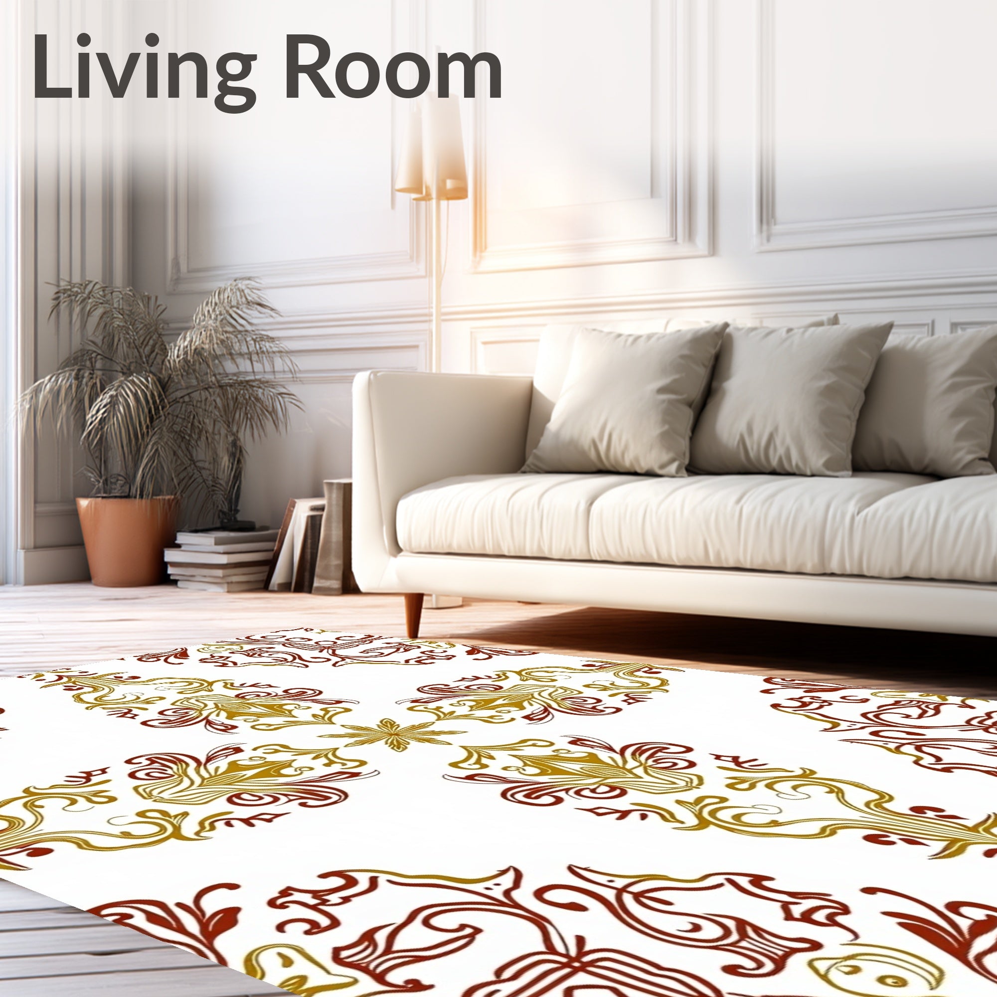 Gilded Maroon Baroque Floral Rug