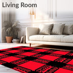 Classic Red Black Buffalo Check Tartan Rug