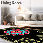 Bold Fuchsia Teal Mandala Frame Rug